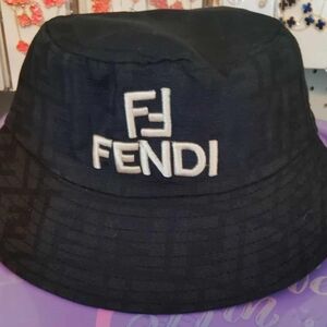Black Fendi Bucket Hat with Iconic Logo